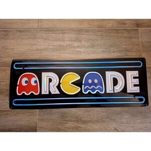 Pac-Man Arcade Metal Sign Open Road Brands Retro Gaming Wall Decor 20x7.25